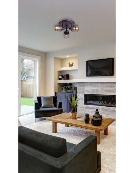 CANDELLUX LAMPA SUFITOWA CANABERA PLAFON KAWOWE ZŁOTO 3X40W E14 KLOSZ BURSZTYNOWY 98-83098