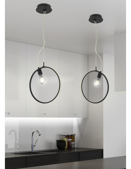 CANDELLUX SKIROS LAMPA WISZĄCA 35 1X60W E27 LED+12W LED CZARNY 4000K APETI A0024-321