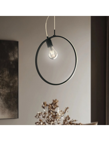 CANDELLUX SKIROS LAMPA WISZĄCA 35 1X60W E27 LED+12W LED CZARNY 4000K APETI A0024-321