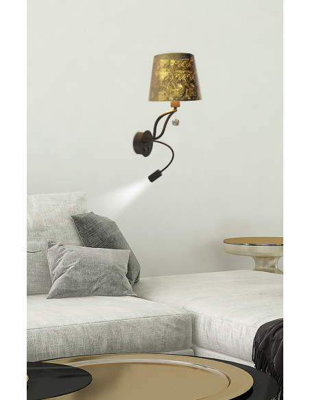 CANDELLUX SARIA LAMPA KINKIET 1X6W E14 LED+8W LED CZARNO ZŁOTY APETI A0029-220