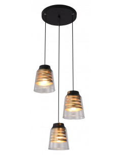 CANDELLUX FRESNO LAMPA WISZĄCA TALERZ CZARNY 3X60W E27 KLOSZ BEZBARWNY 33-78988