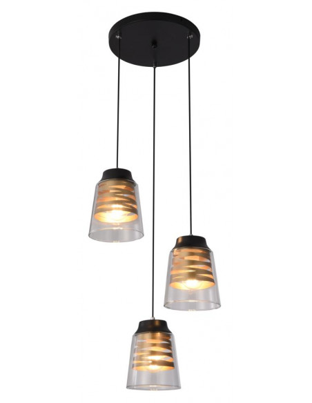 CANDELLUX FRESNO LAMPA WISZĄCA TALERZ CZARNY 3X60W E27 KLOSZ BEZBARWNY 33-78988