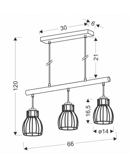CANDELLUX BERNITA LAMPA WISZĄCA 3X60W E27 CZARNY 33-78087