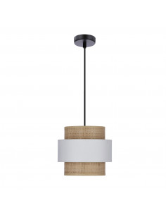 CANDELLUX Rattan lampa wisząca czarny 1x40w e27 abażur biały+kremowy 31-18182