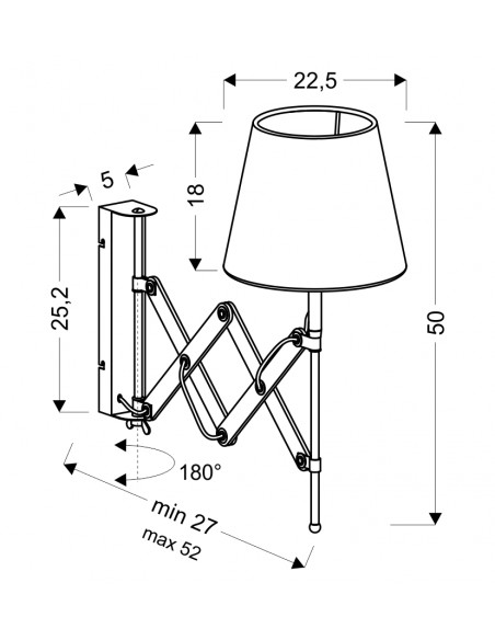 CANDELLUX Lampa kinkiet Mito chrom 1X40W E27 abażur biały 21-75437