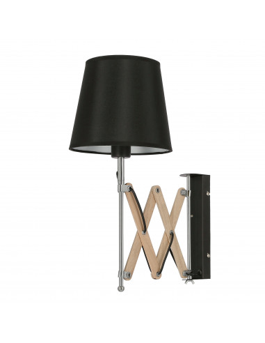 CANDELLUX Lampa Kinkiet Mito chrom 1X40W E27 abażur czarny 21-75420