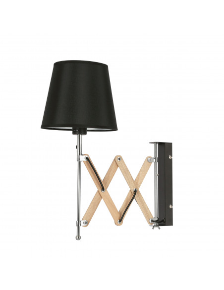 CANDELLUX Lampa Kinkiet Mito chrom 1X40W E27 abażur czarny 21-75420