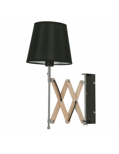 CANDELLUX Lampa Kinkiet Mito chrom 1X40W E27 abażur czarny 21-75420