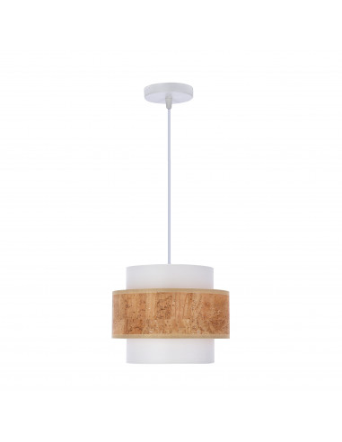 CANDELLUX Cork lampa wisząca biały 1x40w e27 abażur biały+beżowy 31-18113