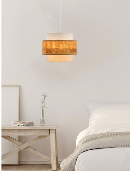 CANDELLUX Cork lampa wisząca biały 1x40w e27 abażur biały+beżowy 31-18113