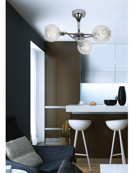 CANDELLUX OZZO LAMPA WISZĄCA 3X40W E14 CHROM KLOSZ BEZBARWNY 33-72214