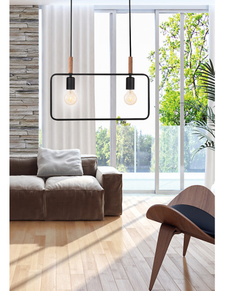 CANDELLUX FRAME LAMPA WISZĄCA 2X60W E27 CZARNY 32-73518