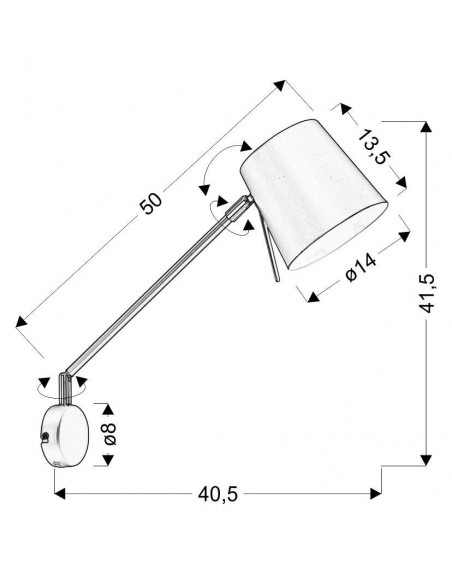 CANDELLUX KILLY KINKIET 1X40W E27 CZARNY MATOWY 21-73914