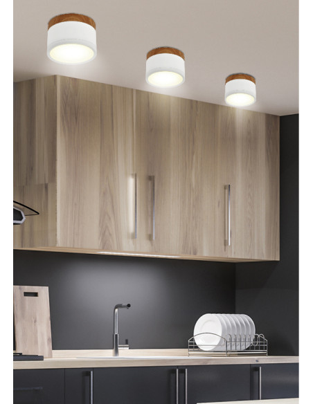 CANDELLUX OPRAWA SUFITOWA TUBA 9W LED 4000K BIAŁY+DREWNIANY ŚR. 8,8 CM 2273648