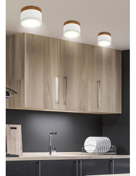 CANDELLUX OPRAWA SUFITOWA TUBA 9W LED 4000K BIAŁY+DREWNIANY ŚR. 8,8 CM 2273648