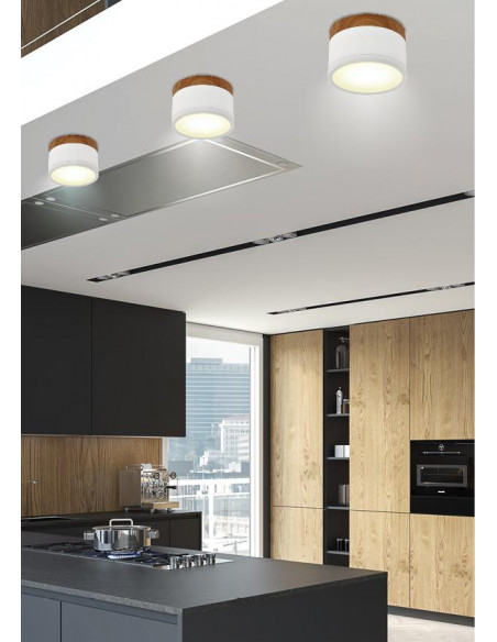 CANDELLUX OPRAWA SUFITOWA TUBA 9W LED 4000K BIAŁY+DREWNIANY ŚR. 8,8 CM 2273648