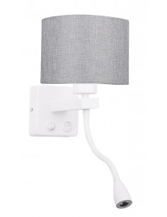 CANDELLUX POLO KINKIET 1X40W E27 + 2W LED BIAŁY ABAŻ. OKRĄGŁY SZARY 21-75383