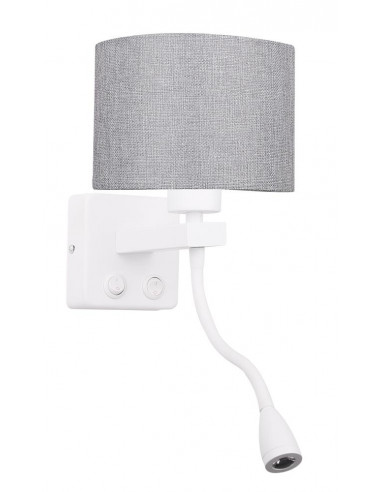 CANDELLUX POLO KINKIET 1X40W E27 + 2W LED BIAŁY ABAŻ. OKRĄGŁY SZARY 21-75383