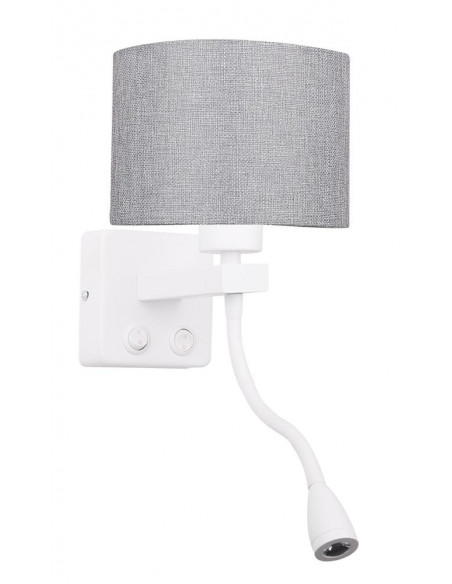 CANDELLUX POLO KINKIET 1X40W E27 + 2W LED BIAŁY ABAŻ. OKRĄGŁY SZARY 21-75383