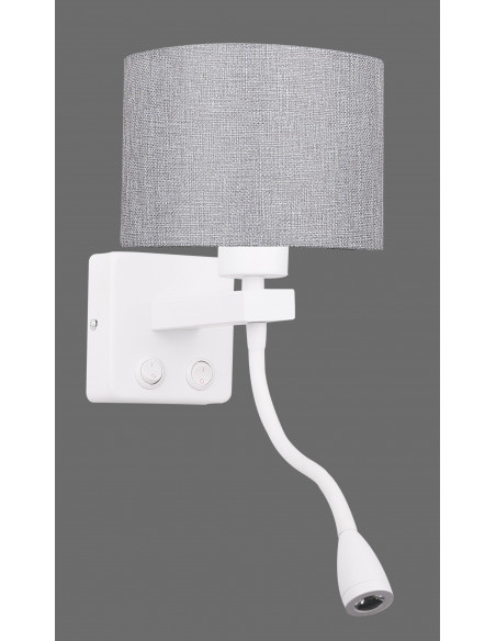 CANDELLUX POLO KINKIET 1X40W E27 + 2W LED BIAŁY ABAŻ. OKRĄGŁY SZARY 21-75383