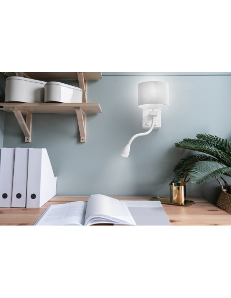 CANDELLUX POLO KINKIET 1X40W E27 + 2W LED BIAŁY ABAŻ. OKRĄGŁY SZARY 21-75383