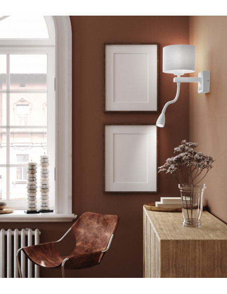CANDELLUX POLO KINKIET 1X40W E27 + 2W LED BIAŁY ABAŻ. OKRĄGŁY SZARY 21-75383