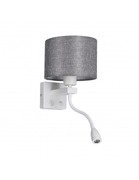 CANDELLUX POLO KINKIET 1X40W E27 + 2W LED BIAŁY ABAŻ. OKRĄGŁY SZARY 21-75383