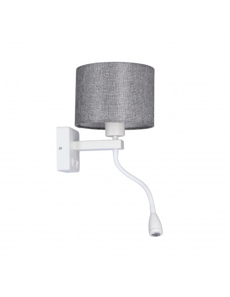 CANDELLUX POLO KINKIET 1X40W E27 + 2W LED BIAŁY ABAŻ. OKRĄGŁY SZARY 21-75383