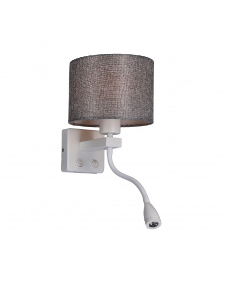 CANDELLUX POLO KINKIET 1X40W E27 + 2W LED BIAŁY ABAŻ. OKRĄGŁY SZARY 21-75383