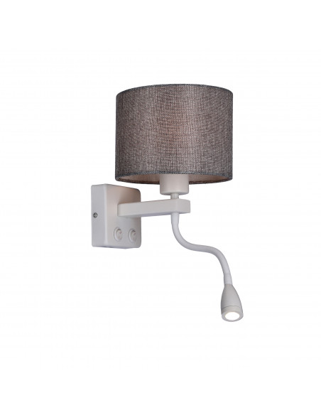 CANDELLUX POLO KINKIET 1X40W E27 + 2W LED BIAŁY ABAŻ. OKRĄGŁY SZARY 21-75383