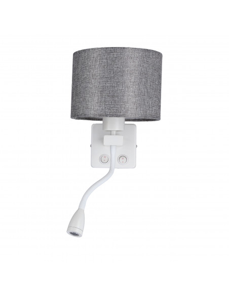CANDELLUX POLO KINKIET 1X40W E27 + 2W LED BIAŁY ABAŻ. OKRĄGŁY SZARY 21-75383