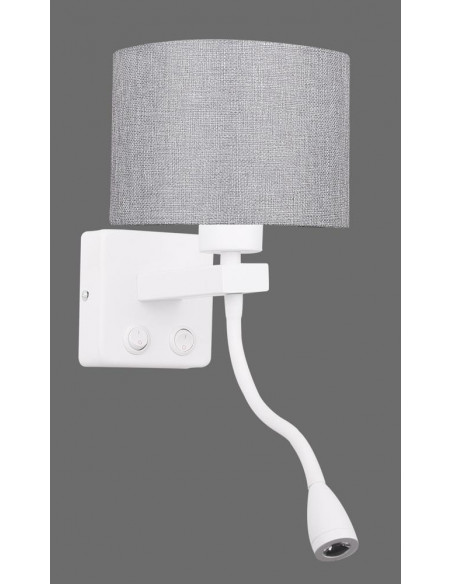 CANDELLUX POLO KINKIET 1X40W E27 + 2W LED BIAŁY ABAŻ. OKRĄGŁY SZARY 21-75383