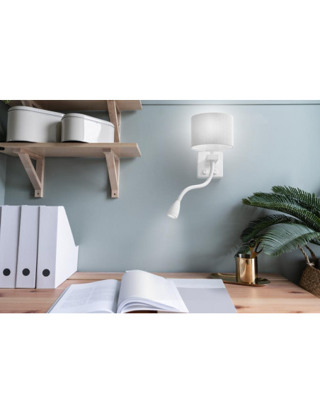 CANDELLUX POLO KINKIET 1X40W E27 + 2W LED BIAŁY ABAŻ. OKRĄGŁY SZARY 21-75383