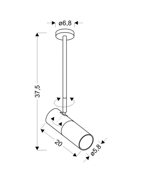 CANDELLUX TUBA LAMPA WISZĄCA/SZTYCA 1X15W GU10 6,8/19,5 CZARNY+BIAŁY 31-77912