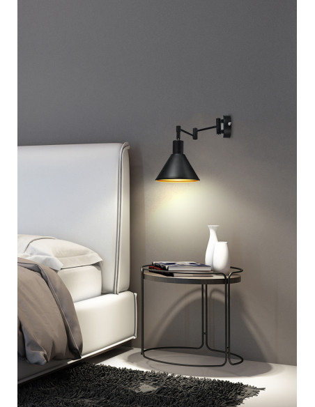 CANDELLUX COPENHAGEN LAMPA KINKIET 1X40W E14 CZARNY ŚRDEK ZŁOTY 21-75444