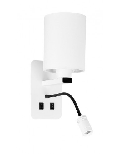 CANDELLUX MAGNUM 3 LAMPA KINKIET PROSTOKĄTNY 1X40W E27+3W LED ABAŻUR OKRĄGŁY BIAŁY 21-75673