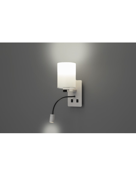 CANDELLUX MAGNUM 3 LAMPA KINKIET PROSTOKĄTNY 1X40W E27+3W LED ABAŻUR OKRĄGŁY BIAŁY 21-75673