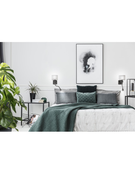 CANDELLUX POLO KINKIET 1X40W E27 + 2W LED CZARNY ABAŻ. OKRĄGŁY SZARY 21-75499