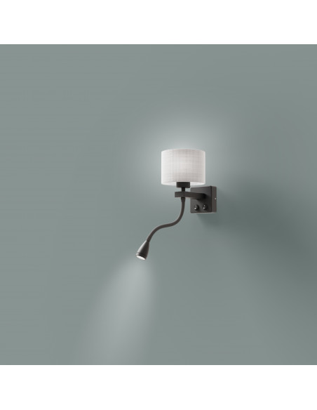 CANDELLUX POLO KINKIET 1X40W E27 + 2W LED CZARNY ABAŻ. OKRĄGŁY SZARY 21-75499