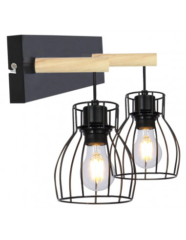 CANDELLUX BERNITA LAMPA KINKIET 2X60W E27 CZARNY 22-77103