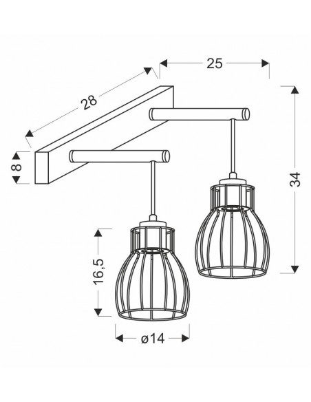 CANDELLUX BERNITA LAMPA KINKIET 2X60W E27 CZARNY 22-77103