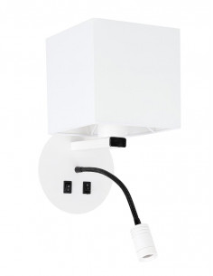 CANDELLUX MAGNUM 1 LAMPA KINKIET OKRAGŁY 1X40W E27+3W LED ABAŻUR KWADRAT BIAŁY 21-75659