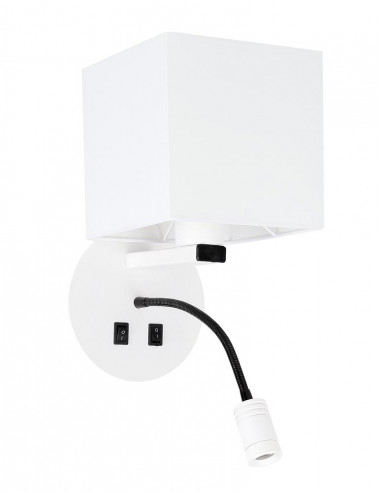 CANDELLUX MAGNUM 1 LAMPA KINKIET OKRAGŁY 1X40W E27+3W LED ABAŻUR KWADRAT BIAŁY 21-75659