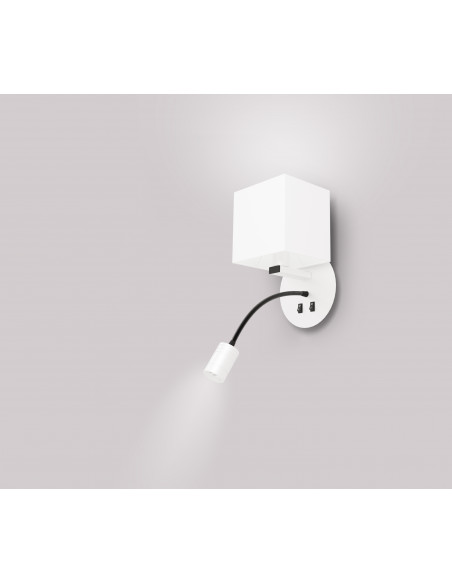CANDELLUX MAGNUM 1 LAMPA KINKIET OKRAGŁY 1X40W E27+3W LED ABAŻUR KWADRAT BIAŁY 21-75659