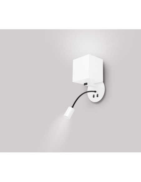 CANDELLUX MAGNUM 1 LAMPA KINKIET OKRAGŁY 1X40W E27+3W LED ABAŻUR KWADRAT BIAŁY 21-75659