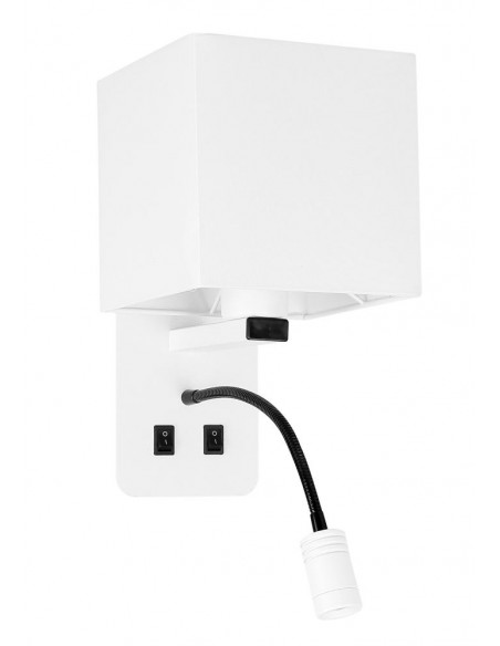 CANDELLUX MAGNUM 2 LAMPA KINKIET PROSTOKĄTNY 1X40W E27+3W LED ABAŻUR KWADRAT BIAŁY 21-75666