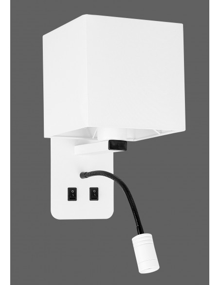 CANDELLUX MAGNUM 2 LAMPA KINKIET PROSTOKĄTNY 1X40W E27+3W LED ABAŻUR KWADRAT BIAŁY 21-75666