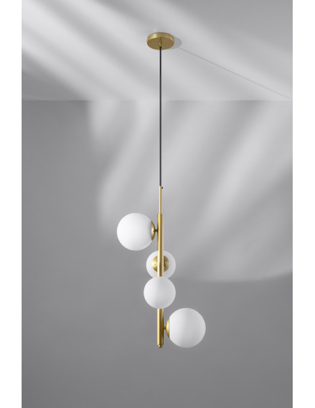 CANDELLUX Cordel lampa wisząca mosiądz 4x20w g9 klosz biały 34-01559