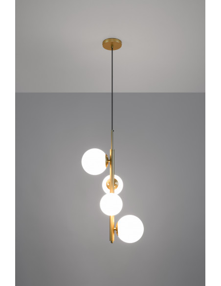 CANDELLUX Cordel lampa wisząca mosiądz 4x20w g9 klosz biały 34-01559