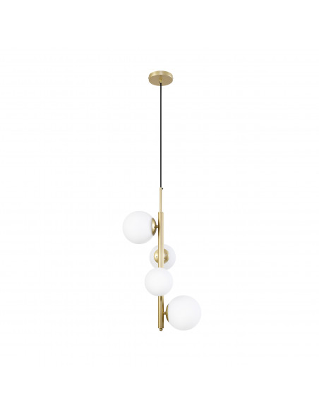 CANDELLUX Cordel lampa wisząca mosiądz 4x20w g9 klosz biały 34-01559